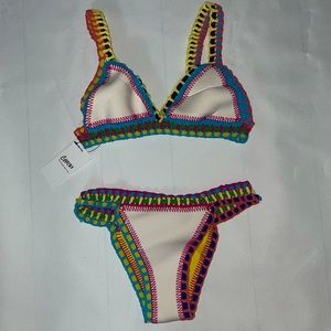 Crochet white bikini set